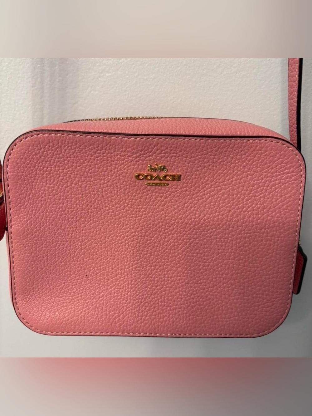 Coach Mini Jamie Pink Pebbled Leather Camera Crossbody Bag — LIKE NEW